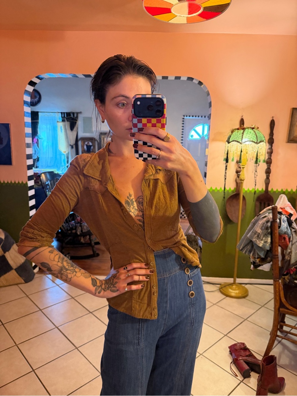 Beautiful Free people button up with lace detail